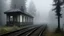 Placeholder: old station in big forest orror fog