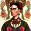 Placeholder: A beautiful portrait of Frida Kahlo by alphonse mucha, japanese tatoos, 4k, high details