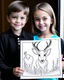 Placeholder: Check out a picture of A girl AND A boy (4 years) showcasing their finished deer coloring page in a frame or as a gift for someone special.
