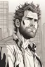 Placeholder: man with scruffy hair, stubble and a judgmental look on his face comic book style