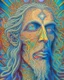 Placeholder: digital painting of a saint, psychedelic style, Alex Grey, intricate details