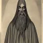 Placeholder: Vampire with yellow eyes with fleshy tentacle beard grey skin and vampire fangs and vampire bat nose as a Russian Orthodox