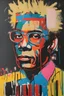 Placeholder: Create an abstract collage portrait of Andy Warhol in the style of Jean michel basquiat, oil and acrylic painting on canvas, close-up, bizarre art, album cover art, whimsical, bold brush strokes, oil stick, (white crayon outlines), (black grunge background), colourful, graphic marker pen, (neo-expressionism),rich colour palette, pop art, abstract portrait, expressive lines, graffiti street art, cgsociety, detailed, impasto, acrylic paint splatter, focused, abstract art, vivid