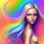 Placeholder: girl nude, cute, beautiful, long blond hair,blue eyes rainbow hair, rainbow dress, close up portrait smiling