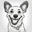 Placeholder: Coloring page, white background, smiling dog, disney style