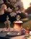 Placeholder: generate me an aesthetic photo of perfumes for Perfume Bottles in Outdoor Tea Setting
