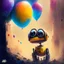 Placeholder: Wall-E, digital art, anime, 4k, full details, high resolution, colorful, alone, balloons, cinematic