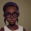 Placeholder: Portrait of a little pretty 9 year old African witch girl with glasses by Nick Harris