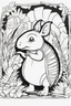 Placeholder: Outline art for cute coloring pages with armadillo full body, white background, sketch style, only use outline, clean line art, no shadows and clear and well outlined.