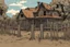 Placeholder: house, wood fence, post apocalyptic, comic book,