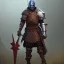 Placeholder: medieval knight in armor fighting zombies