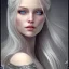 Placeholder: ice queen blue eyes long blond hair smiling face in elden ring realistic