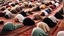 Placeholder: Religious leader, male, 30 years old, at the mosque wearing a turban, traditional Islamic cap, and using a prayer rug.