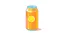 Placeholder: 90s sticker of a fizzy orange soda can on a white background, pastel, lofi, cute, aesthetic