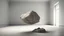 Placeholder: A flying rock in an empty room.