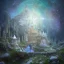 Placeholder: hedjuk, cristal castle crystalline, beau , fin, renderin, room, cosmic, opalescent, 100mm, opalescent, gemstones, crystals, object, other worldly,water, rock, moss,bright, ice background, neige etang bleu. star in the sky, shooting star