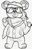 Placeholder: Outline art for cute coloring pages with bear with glasses, full body, white background, sketch style, only use outline, clean line art, no shadows and clear and well outlined.