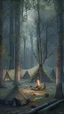 Placeholder: medieval camp in the woods