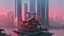 Placeholder: small Wooden Cabin, In cyberpunk city-skyline,