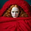 Placeholder: Model Lily cole under a red blanket, , autochrome, baroque, painting