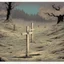 Placeholder: one dirt grave, wood cross, comic book, illustration,