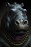 Placeholder: Portrait of a Hippo Rogue for dnd blue gray skin