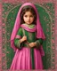 Placeholder: Artistic Pink green little palestinian girl , PRINT medieval style