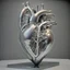 Placeholder: stainless steel sculpture of human flesh-like heart formed by human bodies