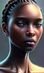 Placeholder: black girl, cute, beautiful, braids, head and shoulders portrait by Greg Rutkowski