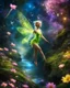 Placeholder: Beautiful Tinkerbell on flying in Landscape in a magical place with neon flowers and tiny fairies all in photography art