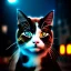 Placeholder: portrait,beautiful CAT robot, post-apocalyptic in a cyberpunk city, realistic, intriacte detail, sci-fi fantasy style, volumetric lighting, particles, highly detailed ,cinamatic , deep colours,8k, by Caravaggio