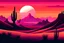 Placeholder: poster hues, purple, pink hues, desert sunset, retro poster design