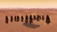 Placeholder: desert, comic style warriors from behind