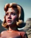 Placeholder: Ultra Realistic retro sci-fi movie, classic ovni levitating, 1960 year, waist up view portrait, blonde woman, sweet teenager Jane Fonda face, perfect iris, glow eyes, face makeup, tight latex coat, retro glass helmet, Retro sci-fi style, soft color, highly detailed, unreal engine 5, ray tracing, RTX, lumen lighting, ultra detail, volumetric lighting, 3d, finely drawn, high definition, high resolution.