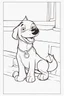 Placeholder: blank colouring book, white background, simple picture for toddlers, dog with one tail, disney and pixar style