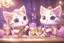 Placeholder: cute chibi kittens drinking champagne in a beautiful dessert shop in purple in lamplight Weight:1 3D Game Cinematic Feel, Epic 3D Videogame Graphics, Intricately Detailed, 8K Resolution, Dynamic Lighting, Unreal Engine 5, CryEngine, Trending on ArtStation, HDR, 3D Masterpiece, Unity Render, Perfect Composition Weight:0.9