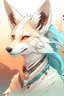 Placeholder: Draw a brave and feminine white fox in the style of Horizon Zero Dawn