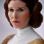 Placeholder:  half-length portrait, three-quarter face pose of carrie fisher as Princess Leia in (the empire strikes back) with photo realistic fine and very simple short hair, entrancing deep brown eyes, eos5d mark 4, ef 85mm 5.6, professional majestic photo realistic painting by Ed Blinkey, Atey Ghailan, by Jeremy Mann, Greg Manchess, Antonio Moro, trending on ArtStation, Intricate, High Detail, Sharp focus, dramatic, by greg rutkowski, realism, beautiful and detailed lighting,