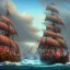 Placeholder: 11 pirate warriors in dark red armor, charging off their ship, a highly detailed illustration, background of giant crashing ocean waves, realistic render, 8 k, micro detail, intricate, elegant, centered, digital painting, Artstation, smooth, sharp focus, illustration, artgerm, tomasz alen kopera, peter mohrbacher, donato giancola, joseph christian leyendecker, wlop, boris vallejo