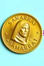 Placeholder: view of the word, Samarrrai , on a gold coin ,with picture of , hooded man head , 2024 ,in the middle of the coin.