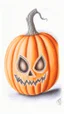 Placeholder: pencil drawing of a pumpkin. Spooky, scary, halloween, white background, colored pencils