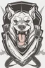 Placeholder: angry bull terrier hockey logo, thick lines, vector