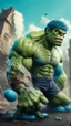 Placeholder: Hulk but the smurfs surreal 8K image