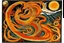 Placeholder: An orange colored lightning elemental snake designed in medieval tapestry painted by Salvador Dali