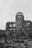 Placeholder: hiroshima dome, manga page, greyscale, big contrast