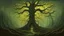 Placeholder: a surreal painting, a tall scary tree