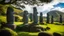 Placeholder: calm beauty, fantasy, magic, splendor, uplifting, inspiring, therapeutic, Easter Island stone statues, springtime, sunlight, chiaroscuro, color, award-winning colour photograph, Nikon 135mm