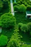 Placeholder: birds eye view of a green area outside a building