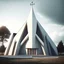 Placeholder: Church with modern style with gable roofs made of concrete