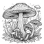 Placeholder: Coloring book, forest mushroom,no backgraound